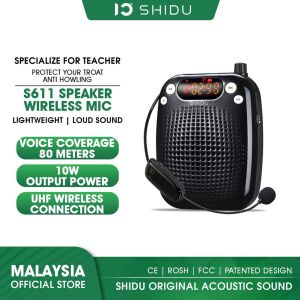 SHIDU SD-S611 Voice Amplifier with Wireless Microphone Headset Speaker Bluetooth Teacher Mic UHF