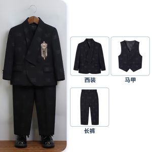 9Sbird 3PCS Suit Set For Boy Fashion Show Performance Host Piano Formal Dress Birthday Prom Children Blazer