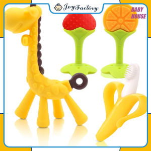Teether Giraffe Mainan Gigitan Bayi Jerapah Sikat Gigi Bayi Pisang Sikat Gigi Bayi Pisang Teething Sikat Gigi Jari Bayi Soft Sensory BPA Free Natural Silicone Teethers