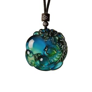 Color Changing Pixiu Pendant/Lucky Wealth Attracting Bead Necklace/Multicolor Design/High Quality Material/Trendy Accessory For Everyday Wear