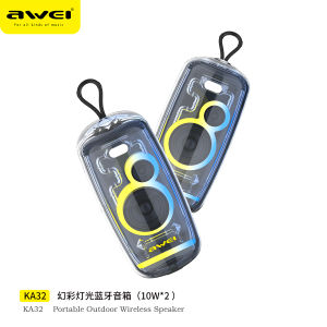 Awei KA32 Portable Wireless Speaker Bluetooth V5.3 With RGB Colorful Light TWS Subwoofer Music Speakers IPX6 Waterproof For Outdoor Support TF Card