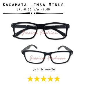 Kacamata Full Minus -0.50 s/d -4.00 Untuk Pria Wanita Dewasa Bingkai Kotak Warna Hitam Glossy Ada Titik 2 Di Frame - OPTIK MINUS MURAH
