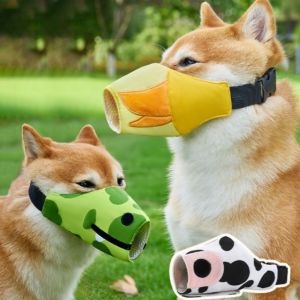 EQUOMT Breathable Printed Dog Muzzle Adjustable Cartoon Pet Canvas  Multi-purpose Comfortable Loop Dog Mouth For Pet