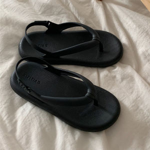 CODFashionable Flat Bottom Sandals for Women Summer Beach Vacation Anti-Slip Simple Versatile Slip-On Roman Shoes