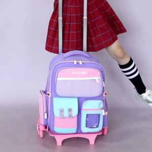 Elementary School Students Trolley Backpack for Grades 1 to 3 to 6 Waterproof Childrens Backpack Climbing Trolley Case for Students