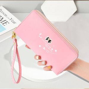 Ví nữ dài cầm tay 2 ngăn kéo cao cấp đính nơ thời trang nhiều ngăn tiện dụng LX143
