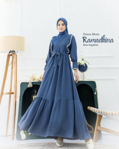 Dress Wanita Terbaru Crinkle Airflow Variasi Resleting Depan Mix Renda