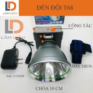 Đèn pin đội đầu siêu sáng choá lớn 10cm 3 pin sạc T98