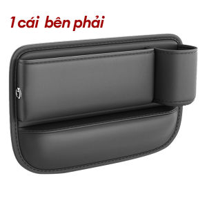 Hộp đựng đồ gắn khe hở ghế ngồi xe hơi chất liệu da PU có ngăn giữ cốc đa năng thông dụng-INTL
