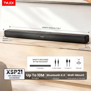 TYLEX XSP21 TV Soundbar Bluetooth 6.0 Computer Soundbar Stereo Speaker Audio TF Card Slot 10M Range