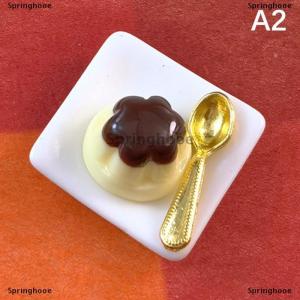 [COD] Springhooe 1 Set 1:12 Dollhouse Miniature Fruits Pudding With Spoon Simulation Food Model Toys for Mini Decoration Dollhouse Accessories