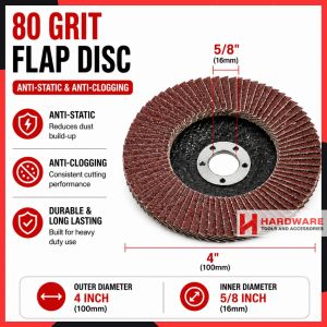 Flap Disc 1pc For Metal Wood Paint 4" 100mm x 16mm #60 #80 Hardware Tools