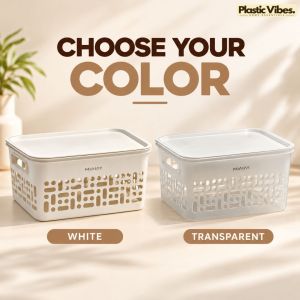 Multi-Purpose Home Storage Basket with Lid Plastic Organizer Box for Clothes Toys Towels and Accessories