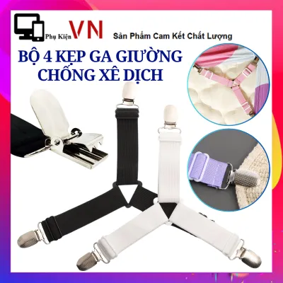 Bộ 4 Kẹp Ga Giường Drap Chống Xê Dịch - Dây Kẹp Cố Định Drap Ga Giường Có Khóa Điều Chỉnh Co Giãn Tốt / Kẹp Giữ Cố Định Ga Giường