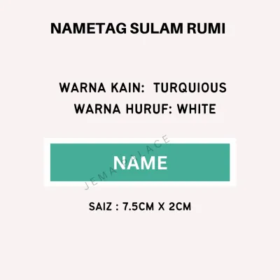 Name Tag Sulam Rumi Embroidery Dengan Pelekat School Nama Tag Custom Made Embroidery