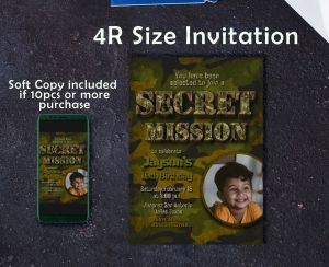 Army Themed Invitation Card - Military Themed Boy Invite - Soldier - Customized - Personalized - 3r - 4R - 5R
