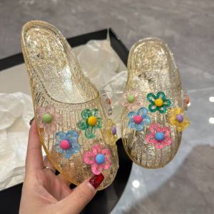 [Free Shipping] Korean-style jelly shoes for women fashionable outdoor closed-toe shoes wedge heel mules transparent crystal beach slippers