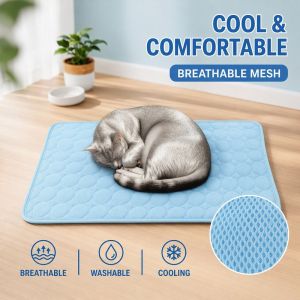 Pet Cooling Mat Breathable Mesh Washable Summer Sleep Pad Thin Soft Puppy Cat Ice Bed Non Slip For Pets