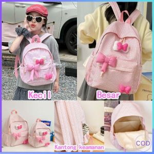 [Tas Ransel Modis] Tas ransel wanita lucu dengan pita tas ransel wanita modis trendi simpel dan elegan