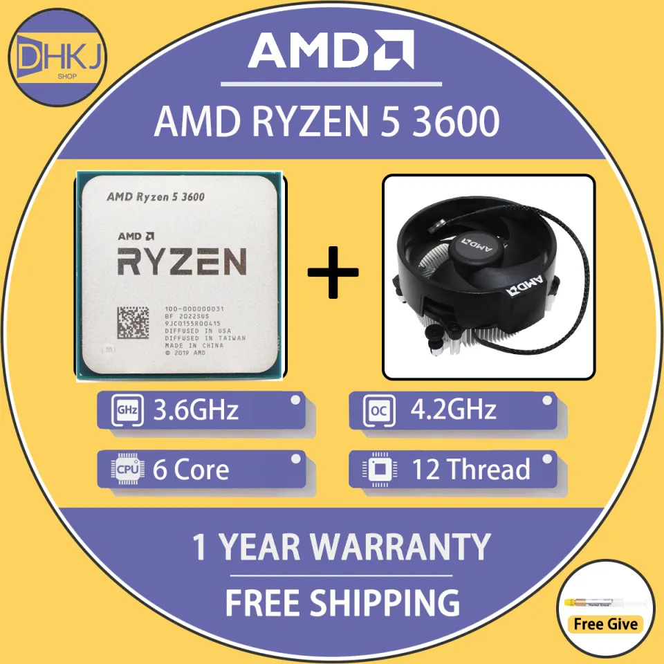 USED AMD Ryzen 3600 R5 3600 Processor GHz 32M Cache Six Core Twelve  Threads 7NM 65W 100-000000031 Socket AM4 NO Fan