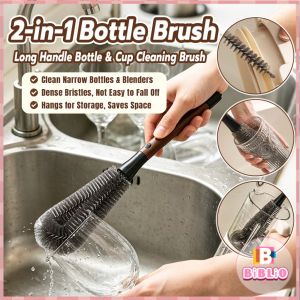 Biblio 2-in-1 Long Handle Cleaning Brush Bottle & Cup and Straw Cleaning Brush 1Pc