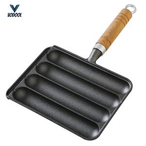 4-Slot Non-Stick Hot Dog Cooking Pan with Hook for Outdoor Grilling Cooking [Vodool Center]