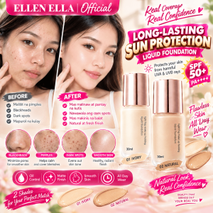 Ellen Ella Long-Lasting Sun Protection Liquid Foundation SPF 50+ PA++++ with Oil Control Matte Finish Smooth Skin All Day Wear Natural Look Real Confidence.