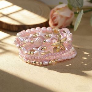 UNIITY Thiết kế nhiều lớp Vòng tay Boho Ngọc trai giả Hạt thủy tinh Vòng tay hạt cườm Vòng tay ngọc trai Trang sức dự tiệc