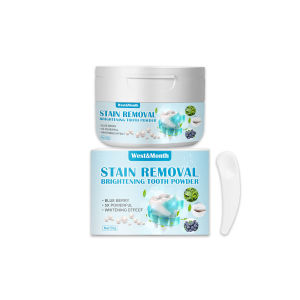 West Month Stain Removal Brightening Tooth Powder Stain Removal Brighten Tooth Powder Natural Fluoride Free Oral Hygiene Care Toothpaste Powder Oral Care Cleaning Fresh Breath Remove Tooth Plaque Stains Oral Dental Care (50g)