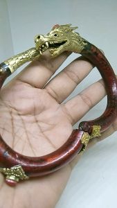 Gelang Akar Bahar Tunggal Merah Alpaka emas murah dan asli