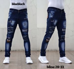 [COD] - Celana Jeans Sobek Emblem - Celana Jeans Panjang Pria - Celana Panjang Jeans Pria Sobek Emblem Distro Terbaru