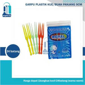 Garpu Plastik Kecil Kue Ulang Tahun Tar Buah Bolu Pesta Warna Warni 9cm isi 24btg