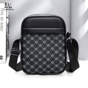 LouisWill Men Bags Mens Shoulder Bag Cross Body Bag Fashion Waterproof Shoulder Bags Large Capacity PU Checkerboard Business Bag Casual Sport Street Bag for Travel Outdoor