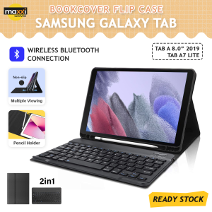 Ready Stok - Wireless Keyboard Case Samsung Galaxy Tab A7 Lite / A 8.0 8 inch 8.7 inches 2019 2020 2021 SM T295 T290 P205 P200 S Pen SPen T225 T220 Bookcover Bluetooth Casing Flip Cover Membran Key Board Kibord Papan Ketik Non Wired Magnet