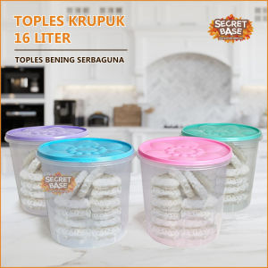 TOPLES KRUPUK 16 LITER - Toples Bening Plastik / Toples Kerupuk Snack / Sealware
