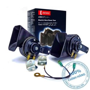 Còi sên Denso Chính Hãng 12v chất lượng cao lắp được hầu hết các xe ô tô từ 4-16 chỗ. Bộ 2 còi âm vang  âm trầm Kèm phụ kiện 2 bát  2 dắt. Khối lượng 350gr - Phụ Kiện 4 Bánh