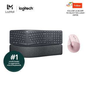 Logitech ERGO K860 Wireless Ergonomic Keyboard with Split Keyboard Layout and Wrist Rest + Logitech Lift Vertical Ergonomic Wireless Mouse