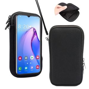 ELFINL Pouch Neoprene Phone Bag Portable Neoprene Mobile Phone Bag Pouch Black Waterproof Phone Protective Pouch Mobile Phone Accessories
