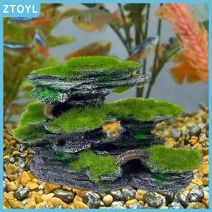 ZTOYL Aquarium Mountain View StoneAquarium View Stone Mossed Aquarium Hideout Submersible Resin Aquarium Decorations Large