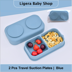 LIGERA 2in1 Travel Baby Suction Plates / Silicone Lunch Box / Piring Sekat Anak Bayi Anti Tumpah