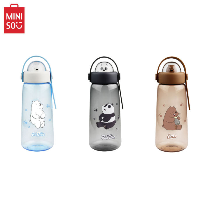 Miniso We Bare Bears Plastic Cool Water Bottle w/ Deco 600ml