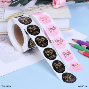[COD] WANGJIA 500pcs Thank you sticker wedding decor seal hot stamping pink black round label