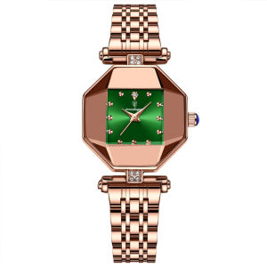 Swiss brand waterproof womens watch square small green quartz wristwatch popular on Douyin available for dropshipping on AliExpress