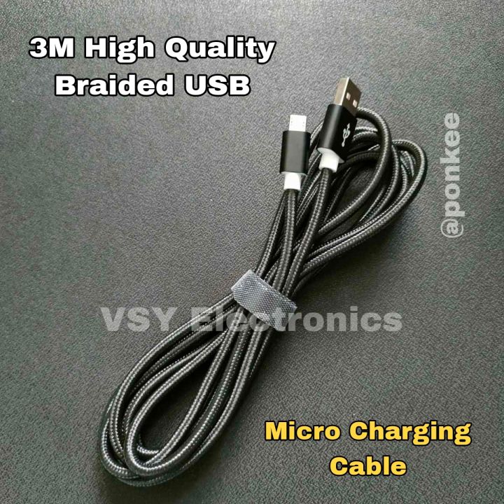 3M High Quality Braided USB Micro Charging Cable For Android Phones and ...