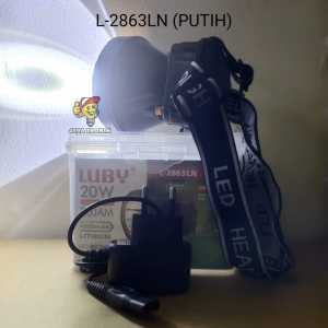 Senter Kepala LED Luby 20 Watt L-2863LN / L-2863KN Headlamp Cahaya Putih Dan Kuning Charger Original