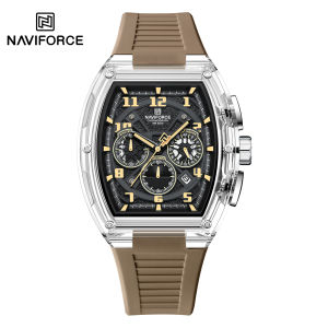 NAVIFORCE Original Mens Quartz Watch Chronograph Mini Dial Luminous Hands Silicone Strap Calendar 5ATM Waterproof Mens Boy Gift Outdoor Sports Casual Lightweight Mens Watch NF6118