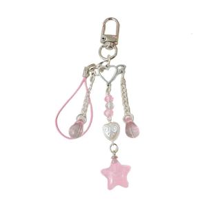 Sturdy Acrylic Beaded Keyring In Star Silhouettes Design Shatter Resistant Decoration For Purses Backpacks Or Devices