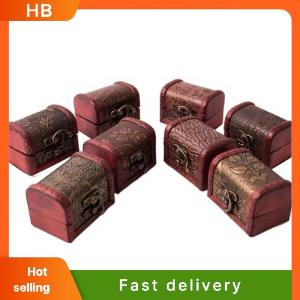 HB Hot Wooden Vintage Treasure Chest Wood Jewellery Storage Box Case Organiser Ring