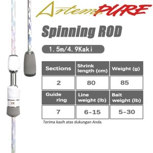 NEW ArtemisPure UL Fishing Rod 1.5m/1.68m/1.8m/1.98m/2.1M Carbon Solid Tip Ultralight Spinning Rod Baitcasting Rod Casti