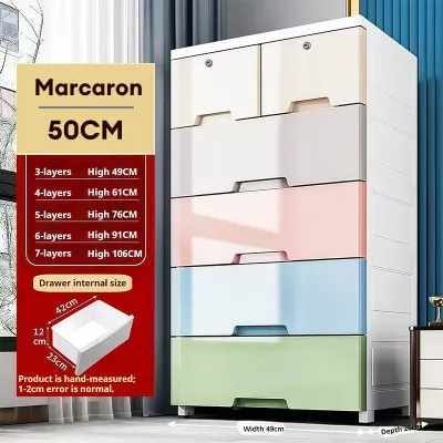 VISION Macaron Tone Lockable & Wheeled Durabox Drawer Cabinet Thickened Plastic Home Storage Organizer